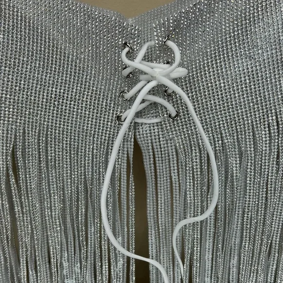 Ciao Adirana Rhinestone Silver Corset Belt - Picture 6 of 16